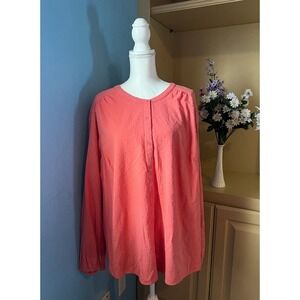 Lands End NWT Women Coral Button Top Size 3XL Long Sleeve Office Church Everyday
